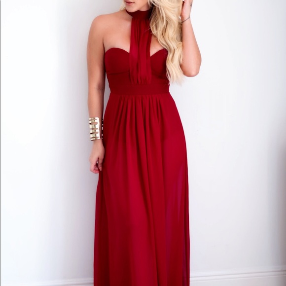 Burgundy Cocktail Maxi Dress - Picture 3 of 9