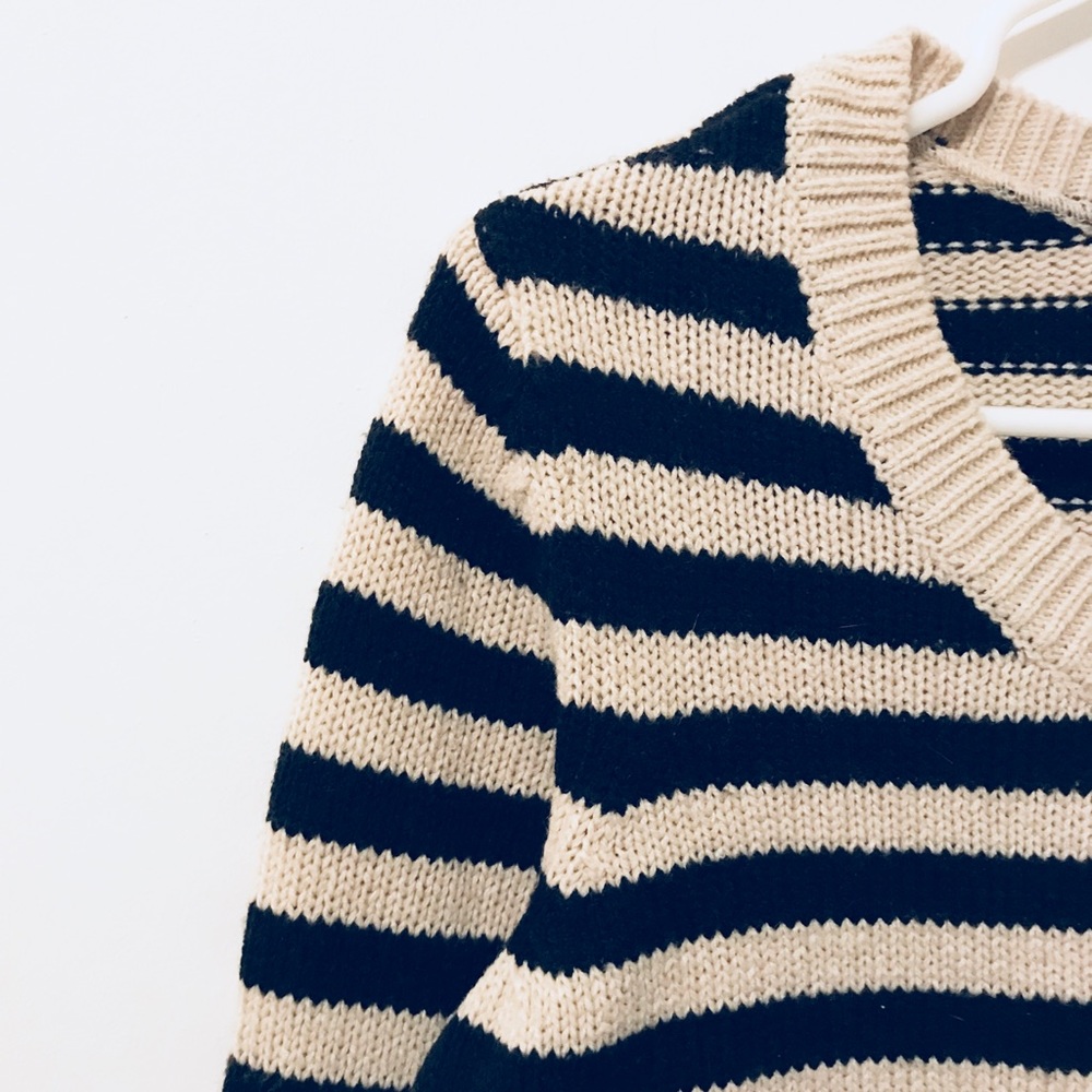 Striped cropped knit sweater
