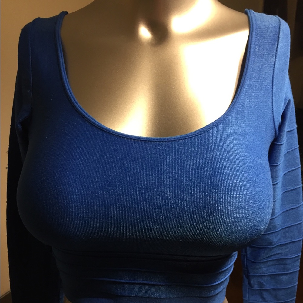 Small blue bebe crop top.