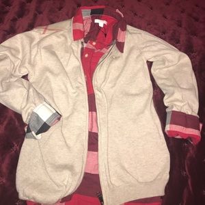 Boys Burberry zip front sweater