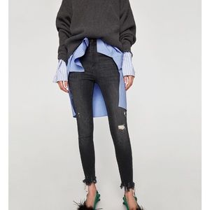 NWT Zara high waisted ripped jegging