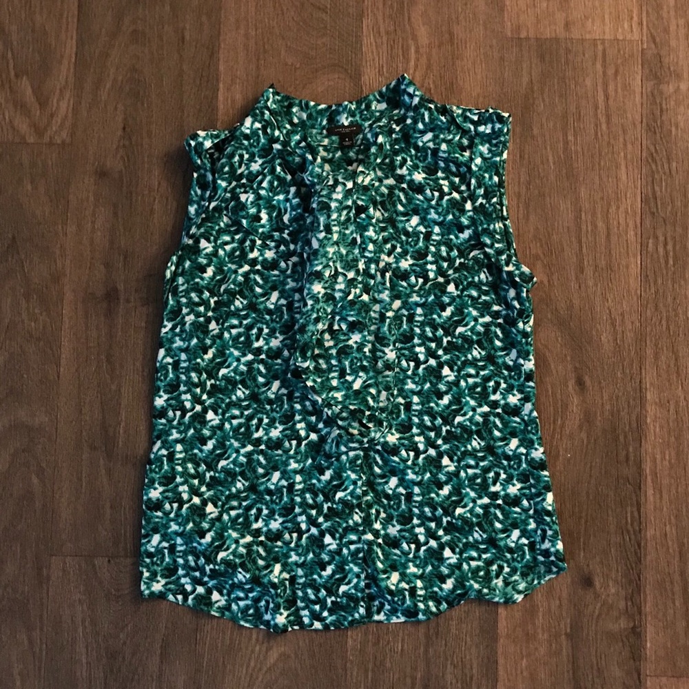 Green Patterned Professional Blouse - Ann Taylor