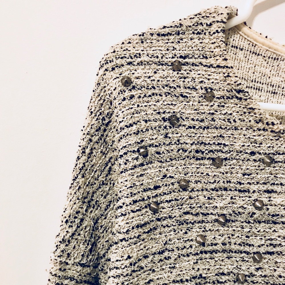 Studded tweed sweater