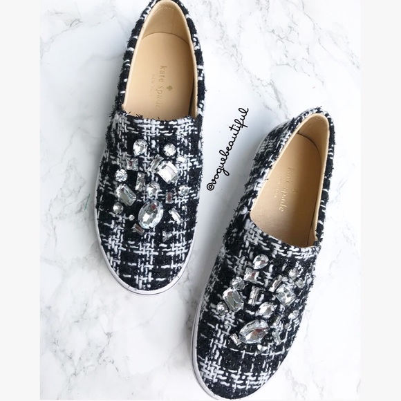 kate spade black slip on sneakers