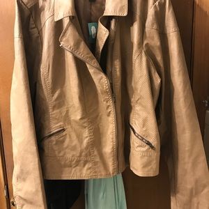 Tan Faux Leather Bomber Jacket PENDING PURCHASE