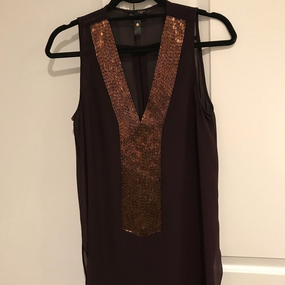 Aqua Beaded Tank Top