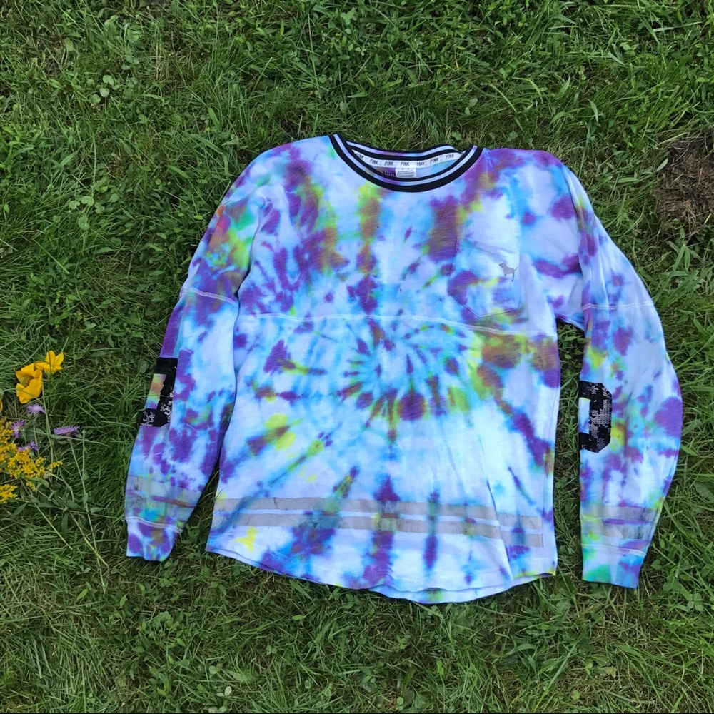 Pink Victoria's Secret tie dye crew