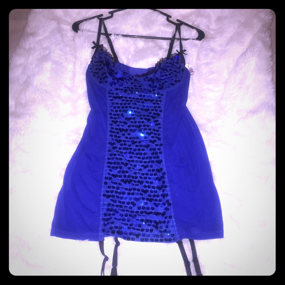 Royal blue sequence chemise size M