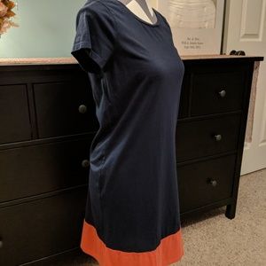 Boden t-shirt dress, Navy & Coral, Size 6