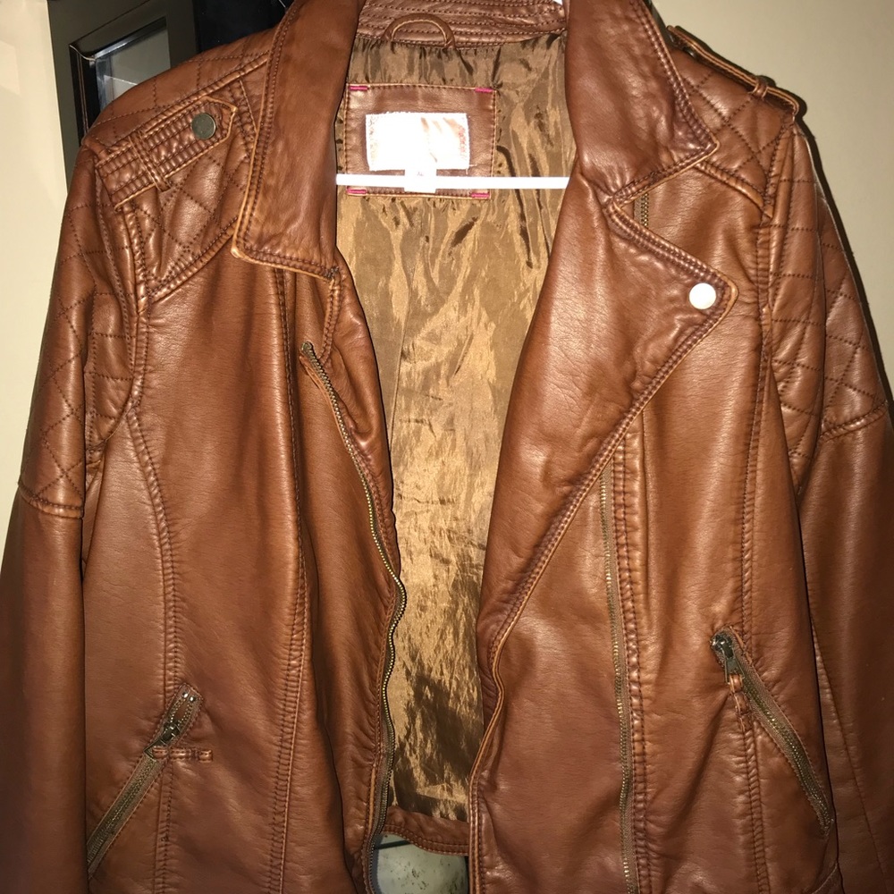 Brown faux leather jacket size XL Xhiliration
