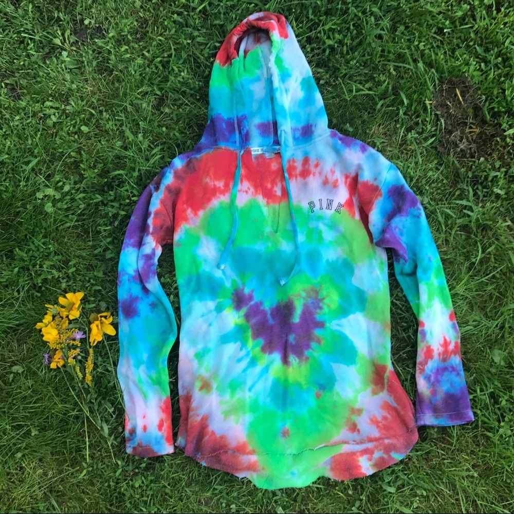 Pink Victoria's Secret tie dye hoodie