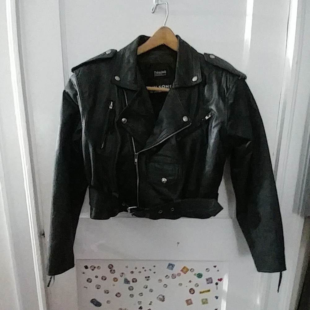 Wilson's Leather women's cropped motorcycle jacket