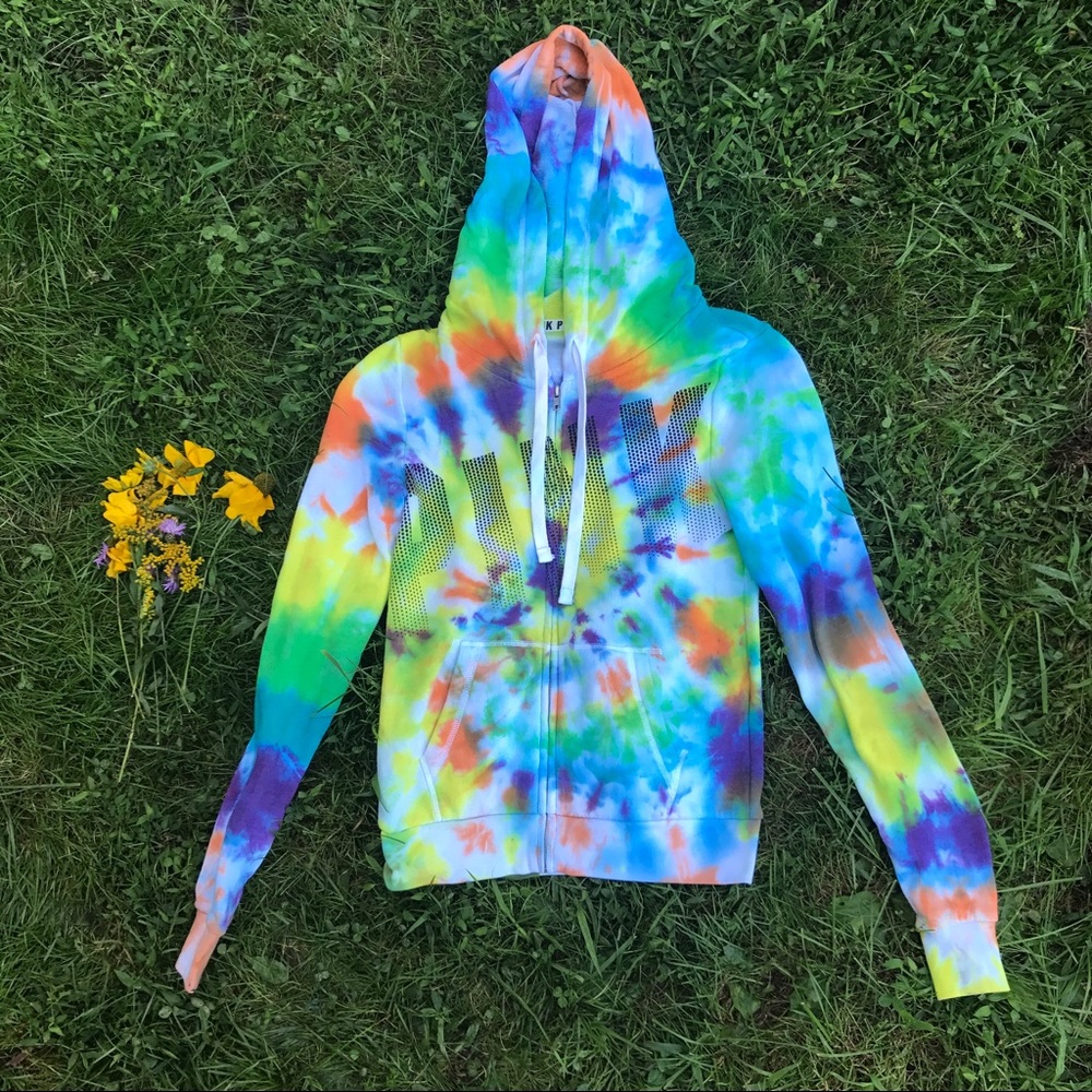 Pink Victoria's Secret tie dye hoodie