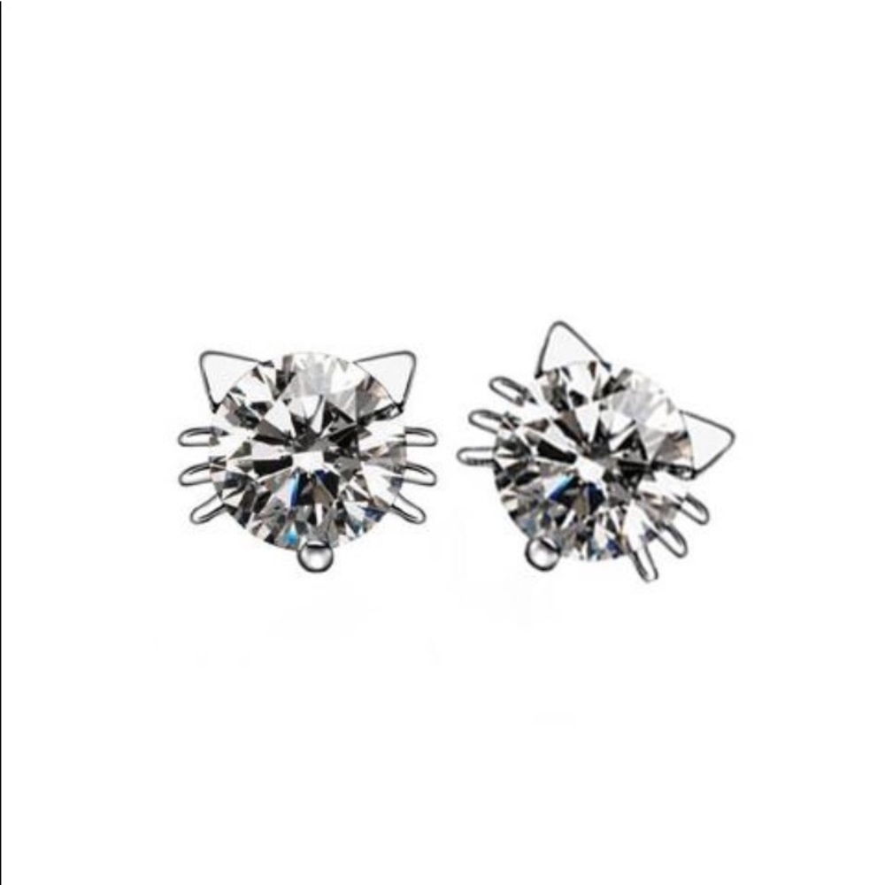 swarovski diamond cat earrings