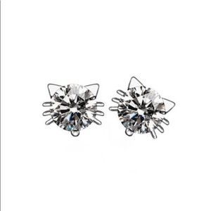swarovski diamond cat earrings