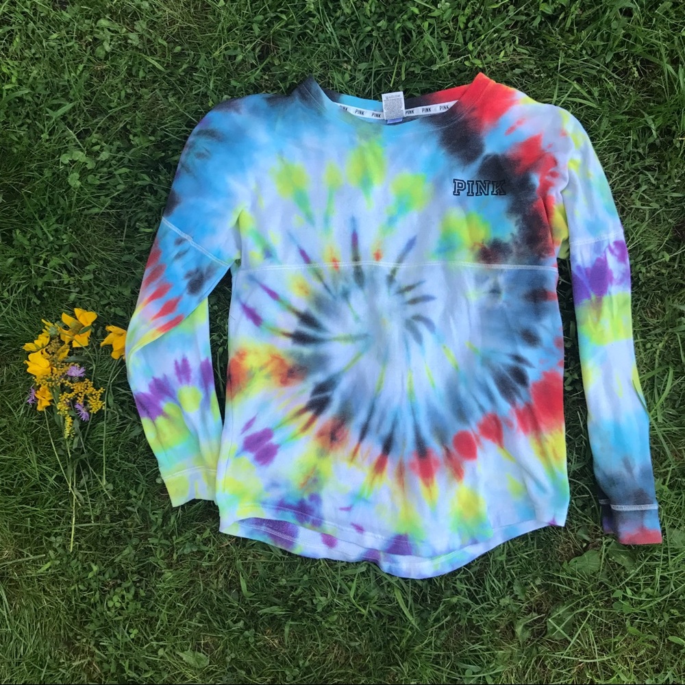 Pink Victoria's Secret tie dye crew