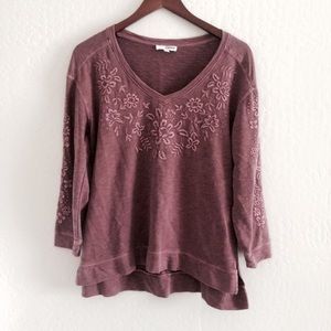 Embroidered Flower 3/4 Sweater size Large