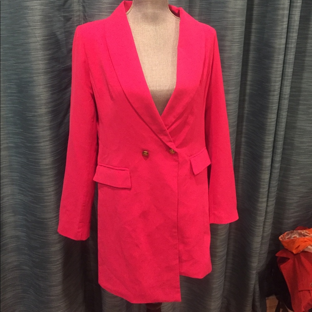 Very J pink long boyfriend blazer size large
