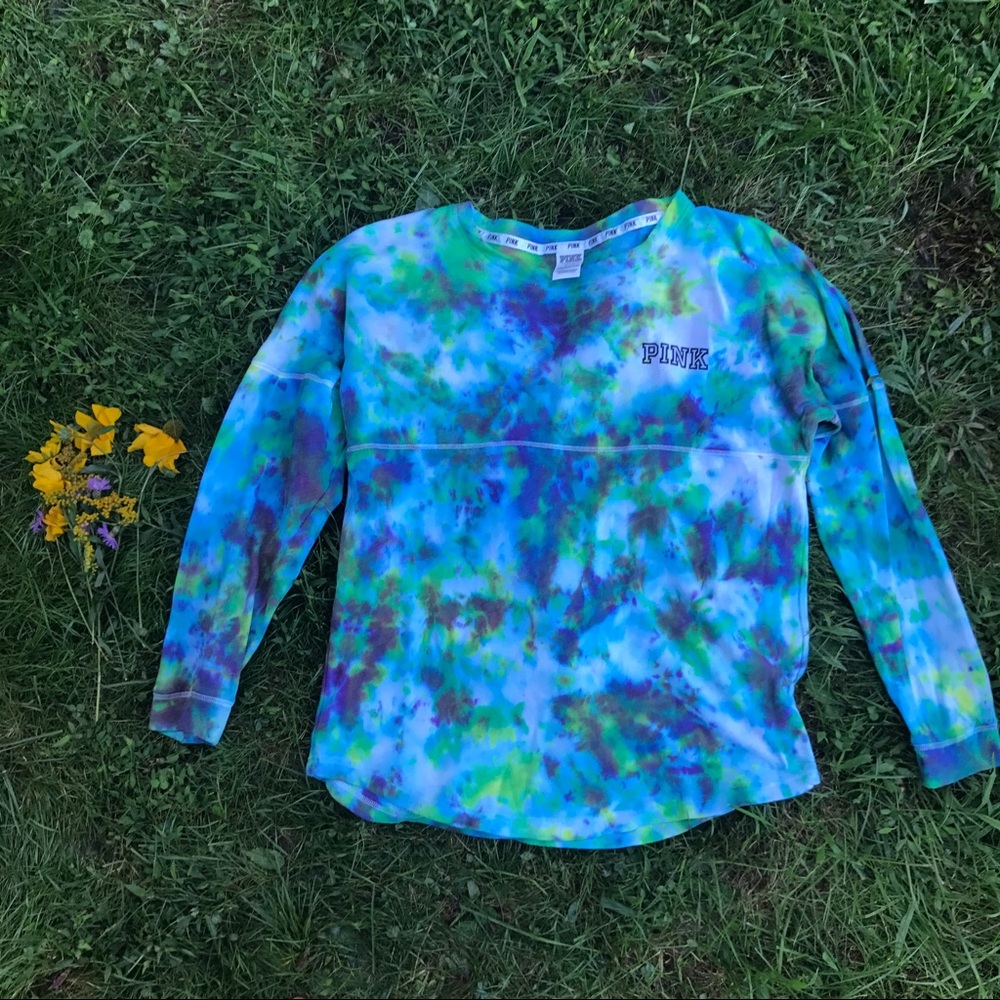Pink Victoria's Secret tie dye crew