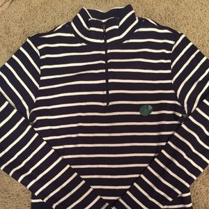 NWT L.L. Bean striped half-zip sweater