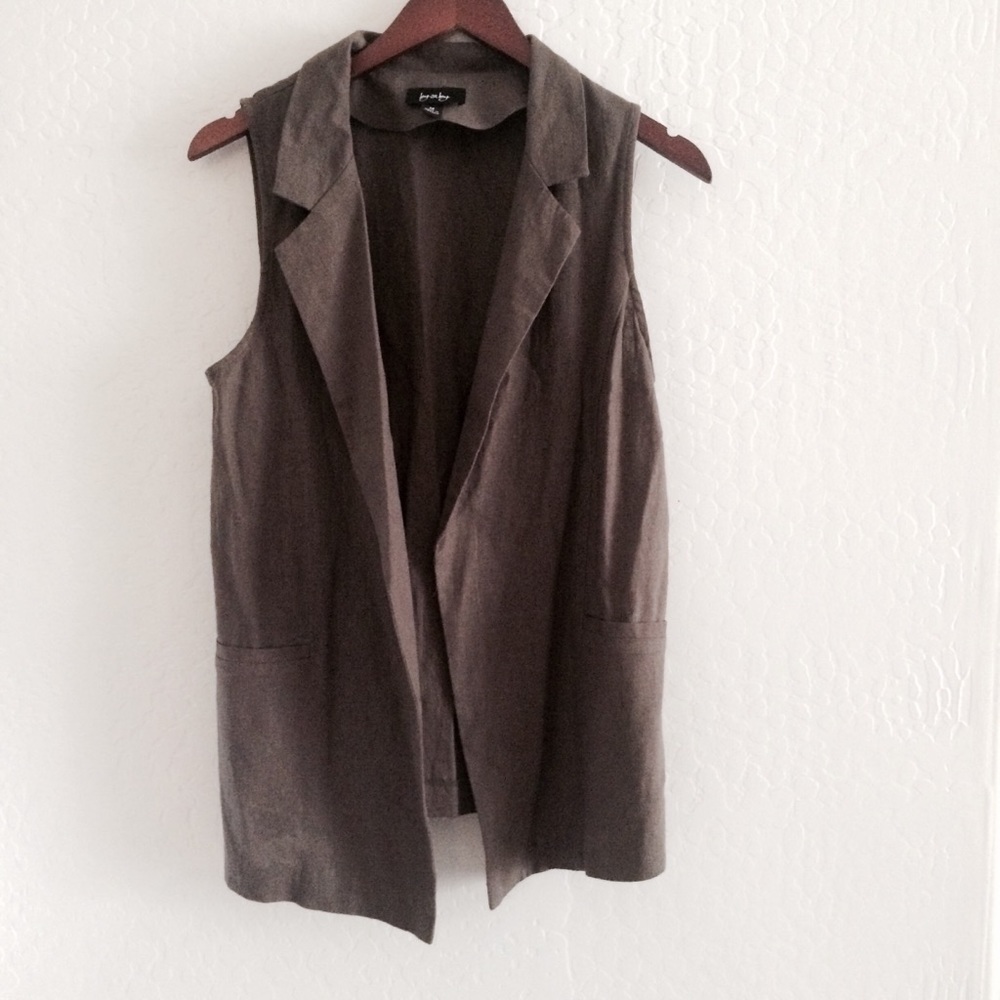 Long Army Green Vest with Pockets size Medium
