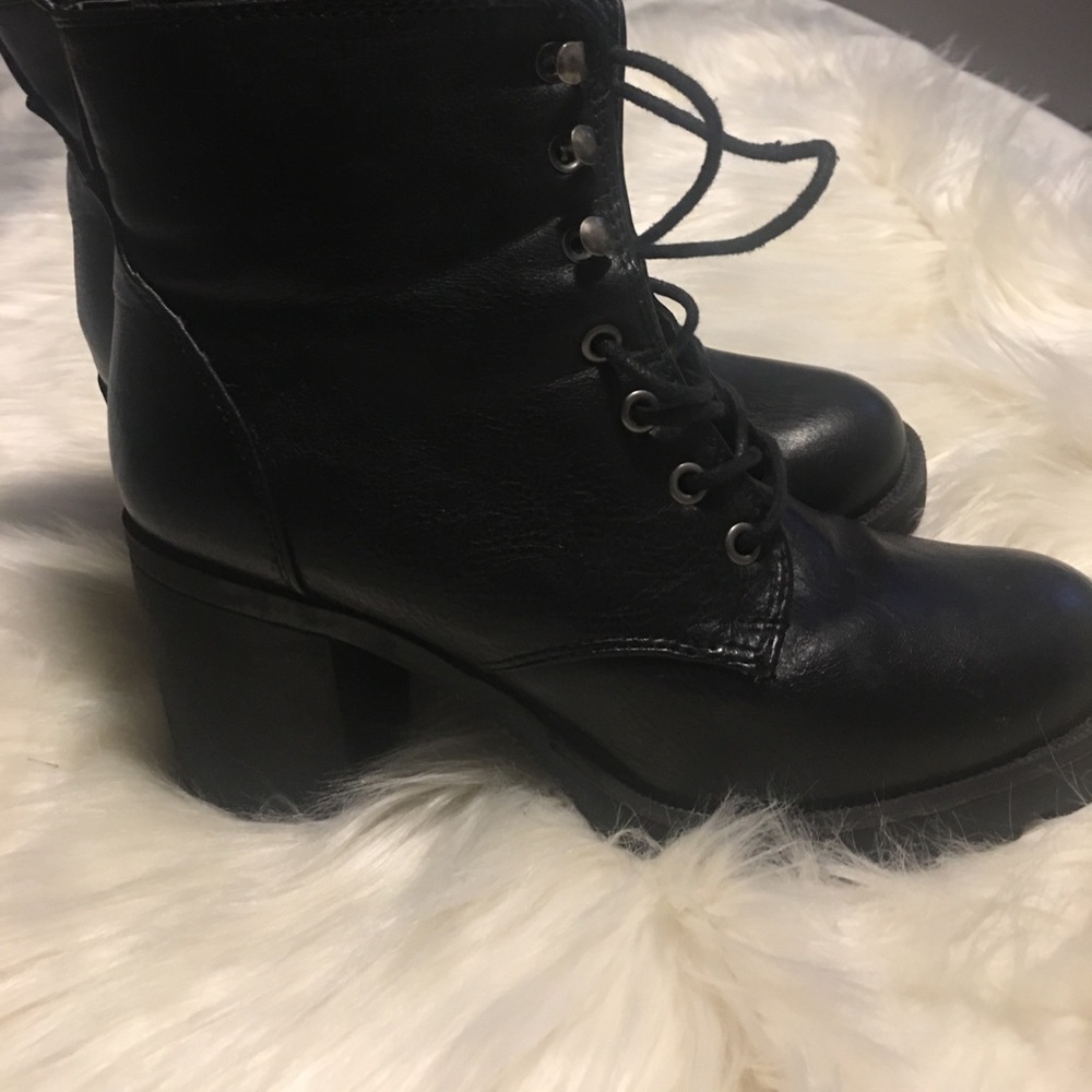 Black vegan leather booties- Cathy Jean