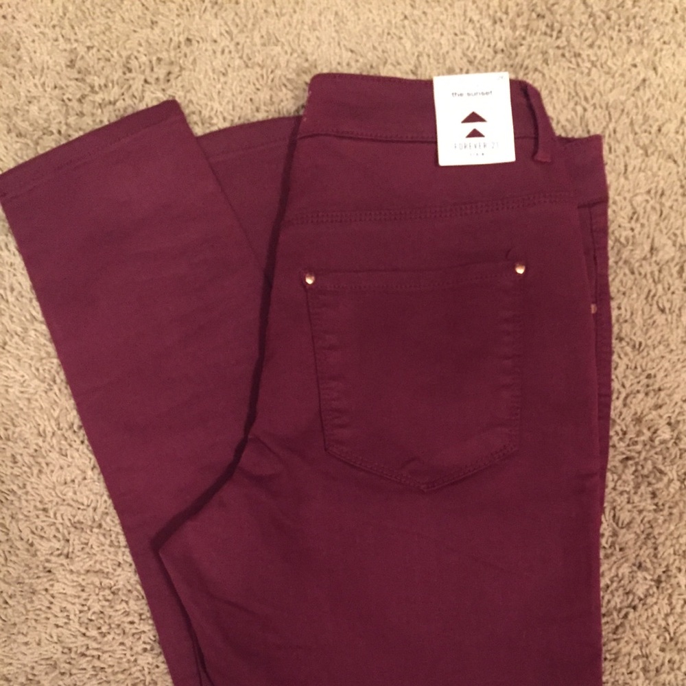 NWT Forever 21 Maroon Skinny Jeans