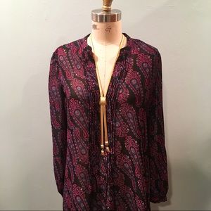 Chadwick Paisley V Neck Long Sleeve Tunic Medium