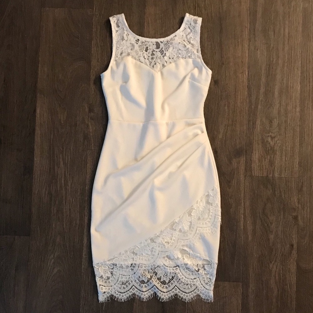 White Lace Body Con Dress