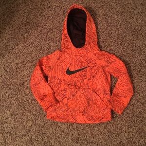 Orange and black toddler Nike dri fit hoodie