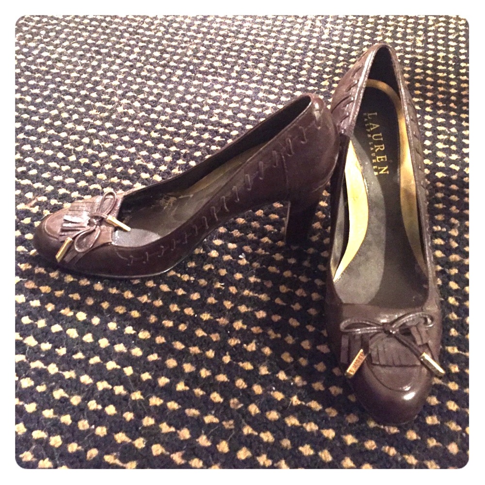 Brown leather Ralph Lauren heels