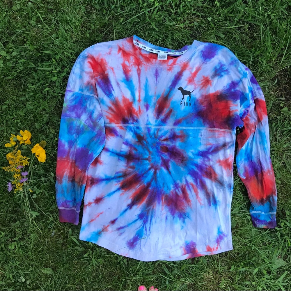 Pink Victoria's Secret tie dye crew