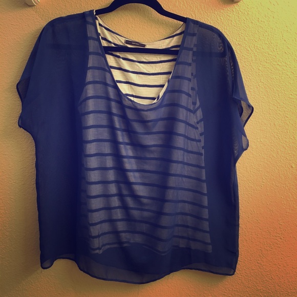 Blue top with stripped tank. - Picture 1 of 3