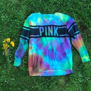 Pink Victoria's Secret tie dye crew