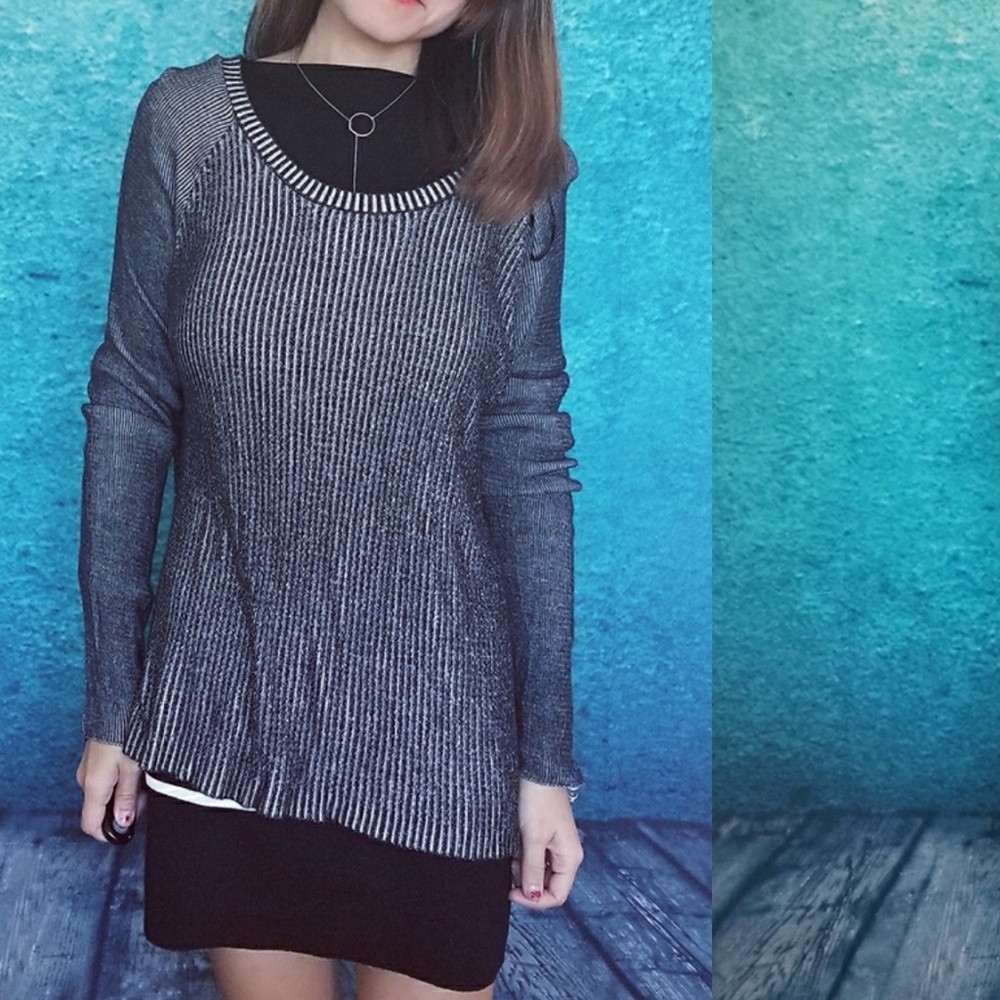 Joseph A Grey Boatneck Silk Sweater
