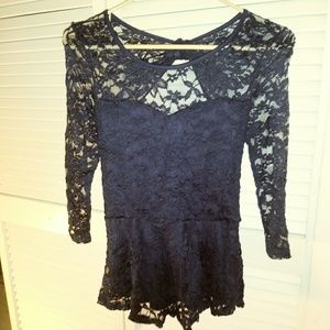 Lace navy blue top