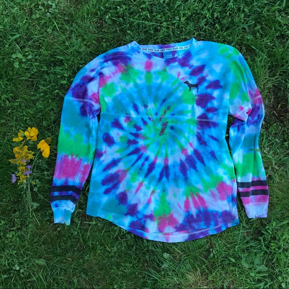 Pink Victoria's Secret tie dye crew