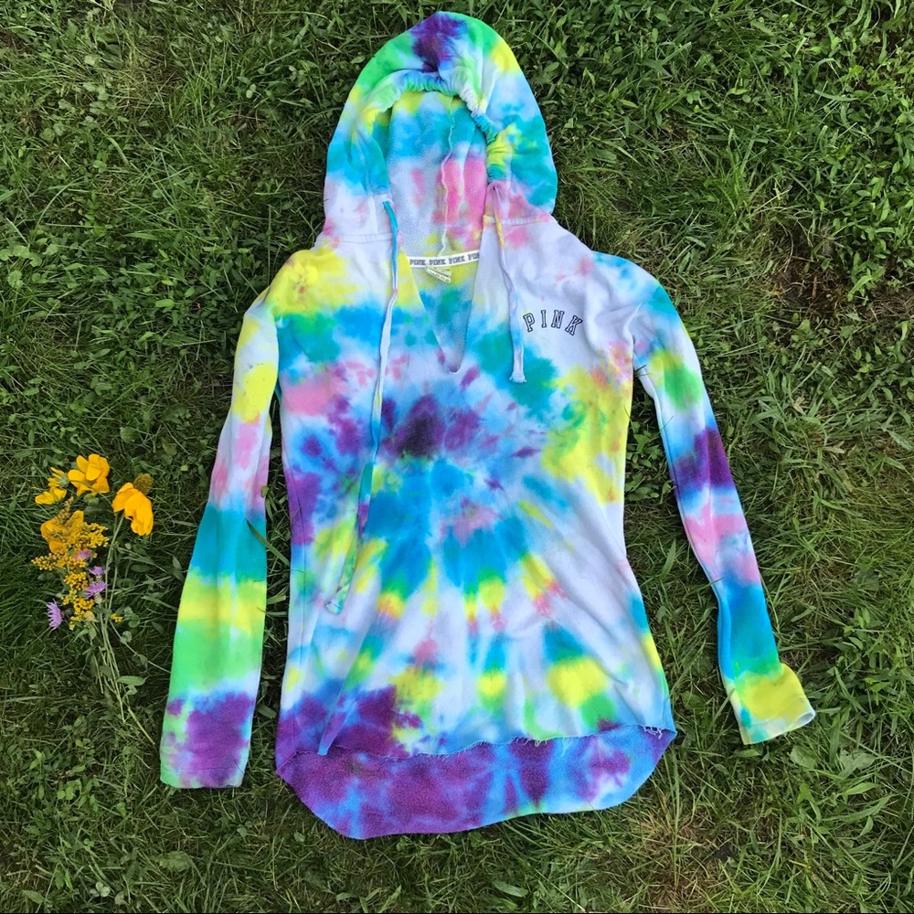 Pink Victoria's Secret tie dye hoodie