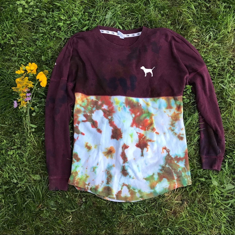 Pink Victoria's Secret tie dye crew