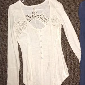 White free people Keepsake Henley top