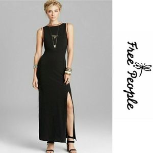 Free People Black Sabrina Maxi Dress Embroidered