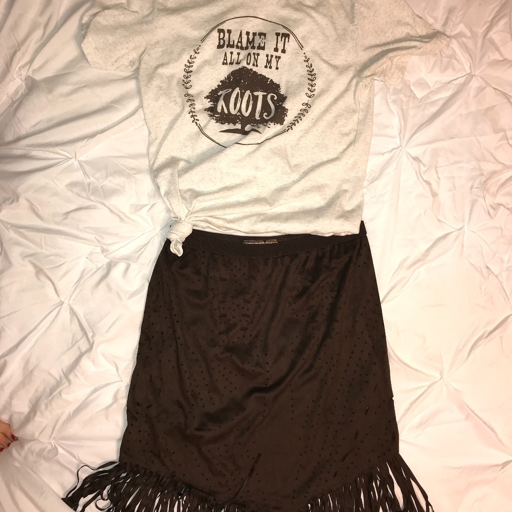 Brown Fringe Skirt
