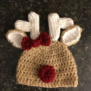 Newborn Rudolph crochet hat