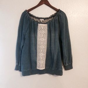 Democracy Denim and Lace Pullover size Large