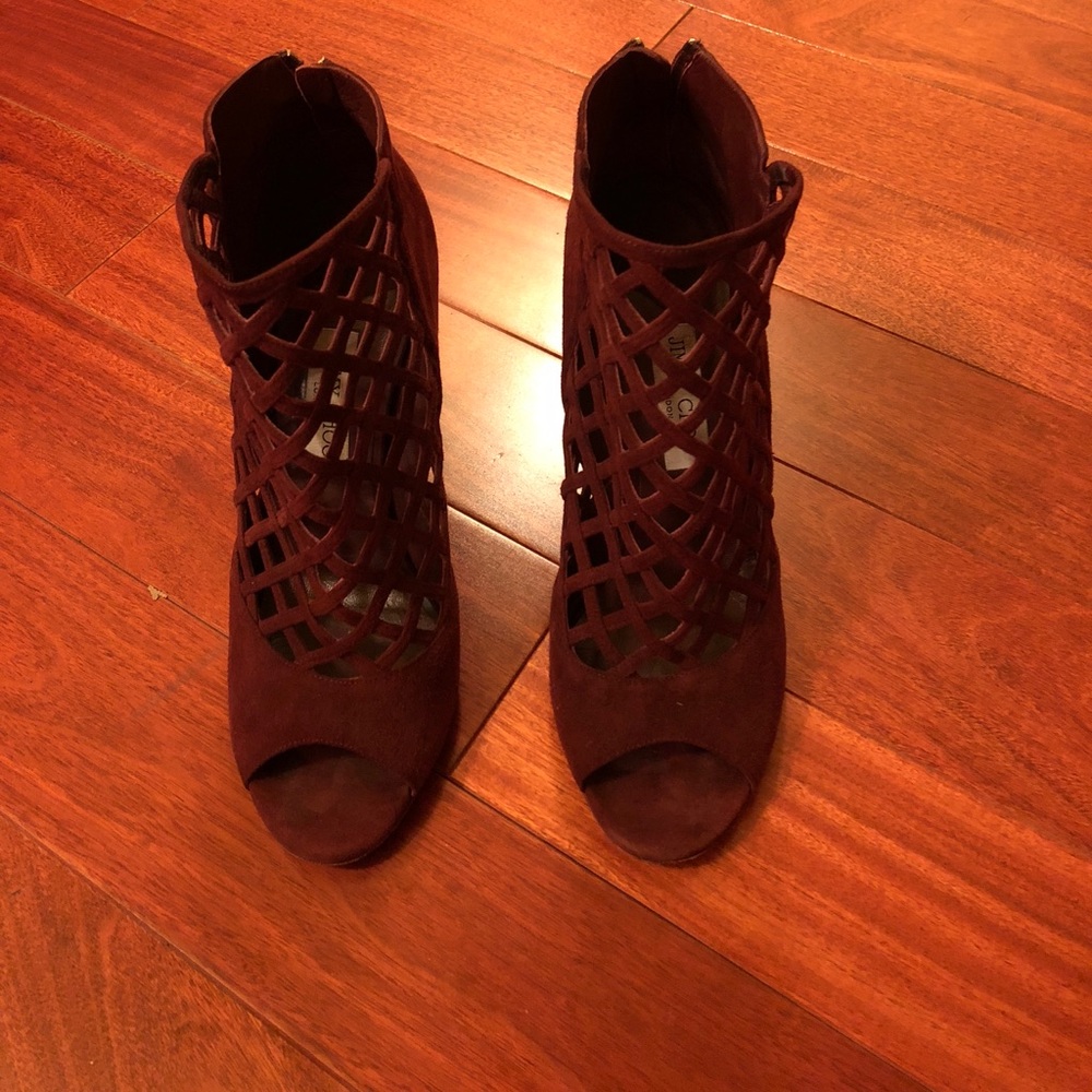 Jimmy Choo burgundy caged booties 41 11