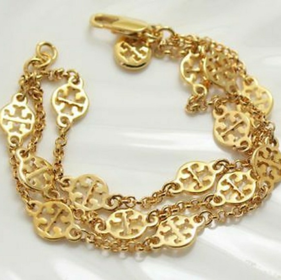 Tory Burch Jewelry - Tory Burch 3 Strand T Logo Bracelet Gold