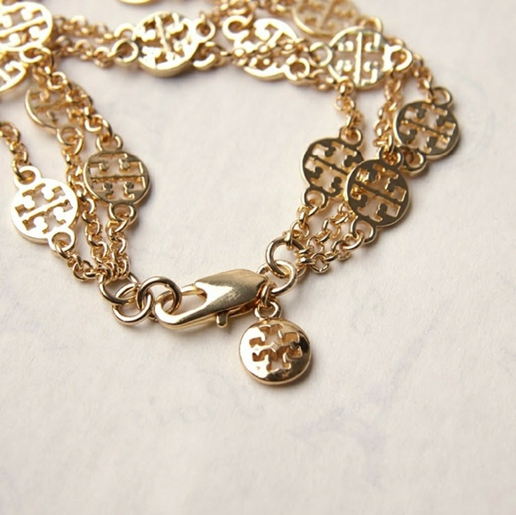 Tory Burch 3 Strand T Logo Bracelet Gold - Picture 2 of 6