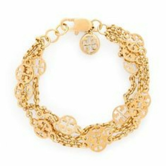 Tory Burch 3 Strand T Logo Bracelet Gold - Picture 3 of 6