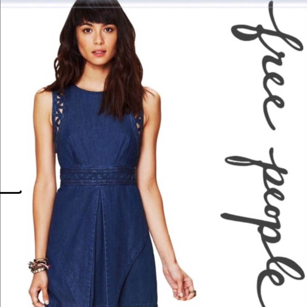 FREE PEOPLE ROMANTICS DENIM DRESS