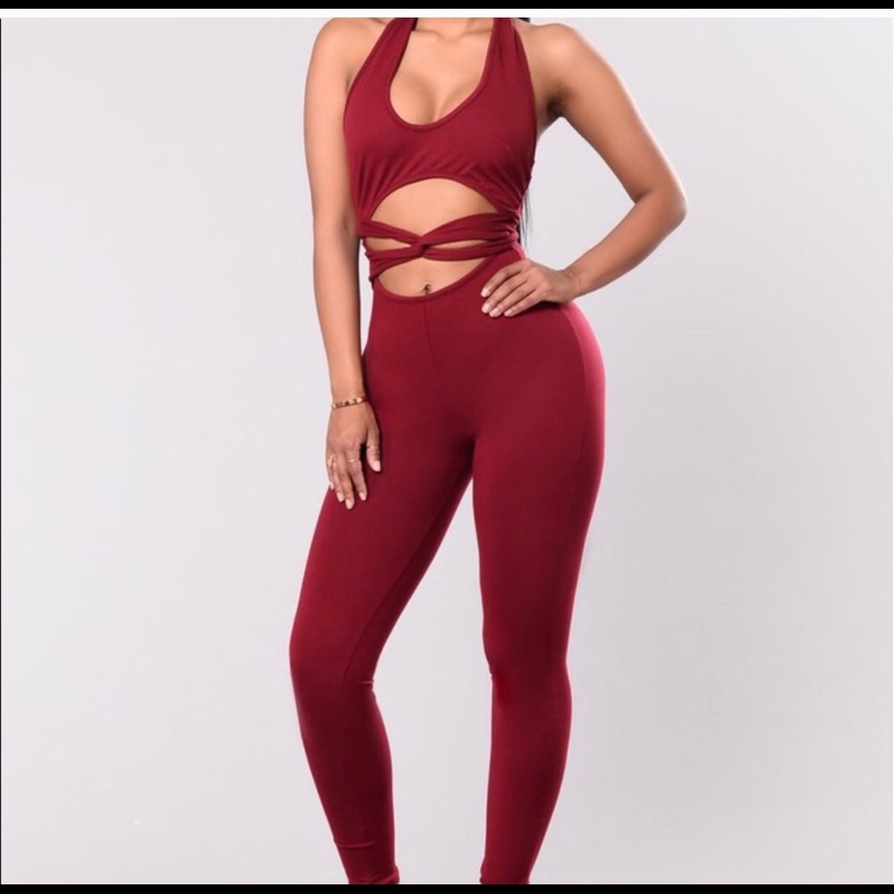Wine Colored Fashion Nova Jumpsuit